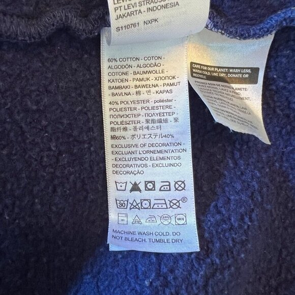 Levis Gold Tab Navy & Yellow Cropped Pullover Hoodie S - Picture 5 of 7